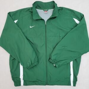 Vintage Nike Track Jacket Mens XLarge Green Team Windbreaker Zip Pockets Mesh